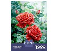 Jigsaw Puzzles for Adults 1000 Pieces Red Rose Flower Puzzle for Adults Brain Teaser Game Birthday Present Educational Challenge 52x38cm/1000pcs