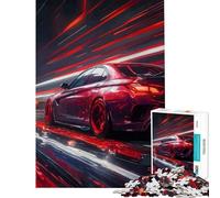 Jigsaw Puzzles for Adults 1000 Pieces Red Sports Car Speed Blur Jigsaw 1000 Piece Toy Wall Decor Birthday Present Deal As Gifts for The Whole Family (38x26cm)