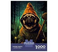 Jigsaw Puzzles for Adults 1000 Pieces Retro Pixel Art Pug Wizard Puzzle for Adults Brain Teaser Game Presents for Women Great Gift for Gaming 70x50cm/1000pcs