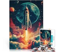Jigsaw Puzzles for Adults 1000 Pieces Retro Rocket Launch Schwierig und herausfordernd Gutes Geschenk75x50cm