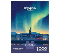 Jigsaw Puzzles for Adults 1000 Pieces Reykjavik Aurora Borealis Puzzle for Adults Brain Teaser Game Birthday Present Educational Challenge 70x50cm/1000pcs