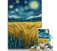 Jigsaw Puzzles for Adults 1000 Pieces Rice Fields Under The Night Sky Puzzles for Adults,Stress Reliever Staycation Kill Time Enhance Love between Couples (size 38x26cm)