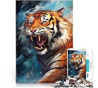 Jigsaw Puzzles for Adults 1000 Pieces Roaring Tiger Painting Mustermontage Wanddekoration Einzigartige Geburtstags- und Weihnachtsgeschenke38x26cm