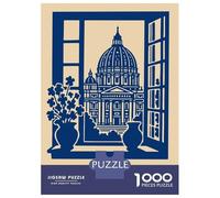 Jigsaw Puzzles for Adults 1000 Pieces Rome Cityscape Viewed from A Window Jigsaw for Adults Family Game Staycation Kill Time Great Gift for Gaming 70x50cm/1000pcs