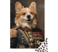 Jigsaw Puzzles for Adults 1000 Pieces Royal Corgi Portrait Puzzle for Adults Brain Teaser Game Birthday Present Educational Challenge 70x50cm/1000pcs