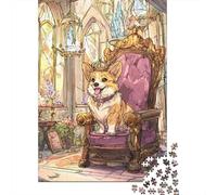 Jigsaw Puzzles for Adults 1000 Pieces Royal Corgi Throne Adult Jigsaw Puzzle Relax Games Difficult Hard Great Gift for Gaming 52x38cm/1000pcs