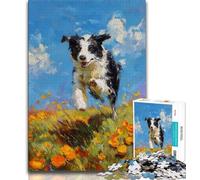 Jigsaw Puzzles for Adults 1000 Pieces Running Border Collie Puzzles,Vibrant And Unique Design Relaxing & Challenging Puzzle Experience (size 75x50cm)