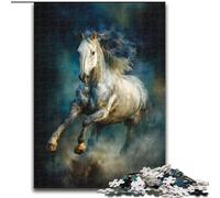 Jigsaw Puzzles for Adults 1000 Pieces Running White Horse, Train Your Brain And Hands Unique Birthday And Gifts for Age 14+ (size 26x38cm)