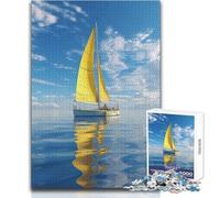Jigsaw Puzzles for Adults 1000 Pieces Sailboat on The Beach Impossible Game Precision Cutting Secret Santa Gifts Size 38x26cm