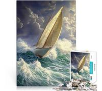 Jigsaw Puzzles for Adults 1000 Pieces Sailing Through Storm Schwierig Schwer Verbessern Sie das Gedächtnis52x38cm