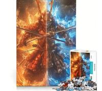 Jigsaw Puzzles for Adults 1000 Pieces Samurai Warrior Fire Water, Educational Game, Home Art Decor, for Is Ideal As A Gift 38x52cm