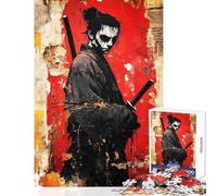 Jigsaw Puzzles for Adults 1000 Pieces Samurai Warrior on Distressed Wall Family Game Enhance Memory Toy Wall Decor Improving Love between Couples (38x26cm)