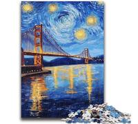 Jigsaw Puzzles for Adults 1000 Pieces San Francisco Bridge at Night Toys Educational Games Stress Relieving Suitable for Desktop Decoration 26x38cm