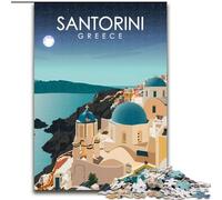 Jigsaw Puzzles for Adults 1000 Pieces Santorini Greece at Night Challenging To Complete But Fun And Humorous Unique Birthday And Gifts (26x38cm) 1000pcs