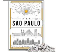 Jigsaw Puzzles for Adults 1000 Pieces Sao Paulo Brazil, Decompressing Intellectual Educational Toy Birthday Present, Gifts 50x75cm