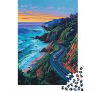 Jigsaw Puzzles for Adults 1000 Pieces Scenic Ocean Train Journey Jigsaw Puzzle Relaxing Games Difficult Hard Challenging To Complete 70x50cm/1000pcs