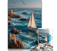Jigsaw Puzzles for Adults 1000 Pieces Sea Sailing Boat Adult Jigsaw,Challenging Difficult Deal As Gifts for The Whole Family (size 75x50cm)