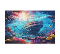 Jigsaw Puzzles for Adults 1000 Pieces Seabed A School of Fish Wooden Puzzle Relaxing Game Brain Teasers （75×50cm）
