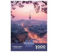 Jigsaw Puzzles for Adults 1000 Pieces Seoul Cityscape with Cherry Blossoms Jigsaw Puzzle Relaxing Games Precision Cutting Unique Birthday And Xmas Gifts 38x26cm/1000pcs