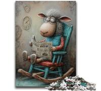 Jigsaw Puzzles for Adults 1000 Pieces Sheep Reading Newspaper Educational Games DIY Toys for Is Ideal As A Gift for The Whole Family 38x26cm