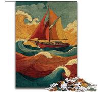 Jigsaw Puzzles for Adults 1000 Pieces Ship Sailing on The Sea, Toys Educational Games Stress Relieving Parent-child Interaction (Size 50x75cm)