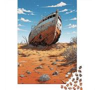 Jigsaw Puzzles for Adults 1000 Pieces Shipwreck in The Desert Puzzles for Adults Relaxing Games Presents for Women Challenging Game Gifts 38x26cm/1000pcs