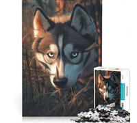 Jigsaw Puzzles for Adults 1000 Pieces Siberian Husky Stalking Relax Games Enhance Memory Unique Gifts for Birthday And Christmas 50x75cm