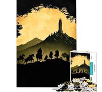 Jigsaw Puzzles for Adults 1000 Pieces Silhouette of Warriors And Tower Landscape for Educational Game Learning Educational Toys Secret Santa Gifts Home Decoration (Size 75x50cm)