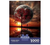 Jigsaw Puzzles for Adults 1000 Pieces Silhouette Tree And Giant Moon Puzzles for Adults Relaxing Games Presents for Women Challenging Game Gifts 52x38cm/1000pcs