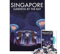 Jigsaw Puzzles for Adults 1000 Pieces Singapore Gardens by The Bay Illustration for Birthday, Chrismas Analysis And Logic Educational Toy for And from 14 Years And over (38x26cm)