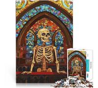Jigsaw Puzzles for Adults 1000 Pieces Skeleton in Church Schwierig und herausfordernd Geschenkideen52x38cm