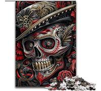 Jigsaw Puzzles for Adults 1000 Pieces Skull Cowboy,Challenging Difficult with Fully Interlocking Randomly Shaped Pieces 38x26cm