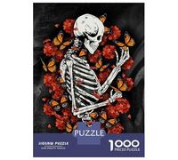 Jigsaw Puzzles for Adults 1000 Pieces Skull Monarch Butterfly Jigsaw Puzzle Relaxing Games Precision Cutting Unique Birthday And Xmas Gifts 38x26cm/1000pcs