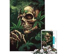 Jigsaw Puzzles for Adults 1000 Pieces Skull Smoking Weed A Help The Brain Exercise Tough Challenge Educational Game for Age 14+ Game (50x75cm)