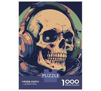 Jigsaw Puzzles for Adults 1000 Pieces Skull with Headphones Jigsaw Puzzle Relaxing Games Precision Cutting Unique Birthday And Xmas Gifts 70x50cm/1000pcs