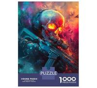 Jigsaw Puzzles for Adults 1000 Pieces Skull with Sniper Rifle Adult Jigsaw Hands-on Game Pattern Assembly Challenging To Complete 38x26cm/1000pcs