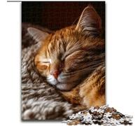 Jigsaw Puzzles for Adults 1000 Pieces Sleeping Orange Cat, Help The Brain Exercise Addictive Toys to Cultivate Patience Perfect Decoration (Size 50x75cm)