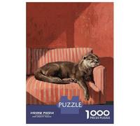 Jigsaw Puzzles for Adults 1000 Pieces Sleeping Otter on Striped Couch Adult Jigsaw Puzzle Toy Wall Decor Difficult Hard Gifts for Friends And Family 52x38cm/1000pcs