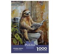 Jigsaw Puzzles for Adults 1000 Pieces Sloth on Toilet Reading Jigsaw Puzzle Relaxing Games Precision Cutting Unique Birthday And Xmas Gifts 38x26cm/1000pcs