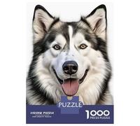 Jigsaw Puzzles for Adults 1000 Pieces Smiling Alaskan Malamute Puzzle for Adults Brain Teaser Game Birthday Present Educational Challenge 70x50cm/1000pcs