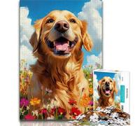 Jigsaw Puzzles for Adults 1000 Pieces Smiling Golden Retriever 1000 Pieces for Adults,Quiz Game for Is Ideal As A Gift for The Whole Family 26x38cm