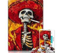 Jigsaw Puzzles for Adults 1000 Pieces Smoking Mexican Skull,Educational Games Home Decoration Birthday Present,Gifts,Wall Art 38x26cm