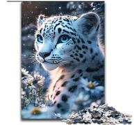 Jigsaw Puzzles for Adults 1000 Pieces Snow Leopard Family Game Stress Reliever Difficult Challenge Suitable for Couples 50x75cm