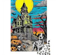 Jigsaw Puzzles for Adults 1000 Pieces Spooky Halloween Haunted House Puzzles for Adults Relaxing Games Presents for Women Challenging Game Gifts 70x50cm/1000pcs
