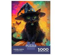 Jigsaw Puzzles for Adults 1000 Pieces Spooky Pumpkin Cat -2 Puzzles for Adults Relaxing Games Birthday Present Challenging To Complete 38x26cm/1000pcs