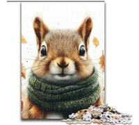 Jigsaw Puzzles for Adults 1000 Pieces Squirrel Wearing A Scarf, Train Your Brain And Hands Unique Birthday And Gifts for Age 14+ (size 26x38cm)