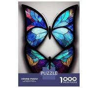 Jigsaw Puzzles for Adults 1000 Pieces Stained Glass Butterflies Puzzles for Adults Relaxing Games Presents for Women Challenging Game Gifts 38x26cm/1000pcs