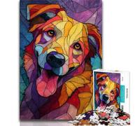 Jigsaw Puzzles for Adults 1000 Pieces Stained Glass Dog Puzzles for Teenagers,deal As Gifts for The Whole Family for Ages 14+ 38x26cm