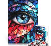Jigsaw Puzzles for Adults 1000 Pieces Stained Glass Eye Herausforderndes Spiel Wunschliste mit dem Weihnachtsmann75x50cm