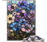 Jigsaw Puzzles for Adults 1000 Pieces Stained Glass Flowers, Family Game Stress Reliever Difficult Challenge A Work of Art for Ages 14+ (Size 50x75cm)